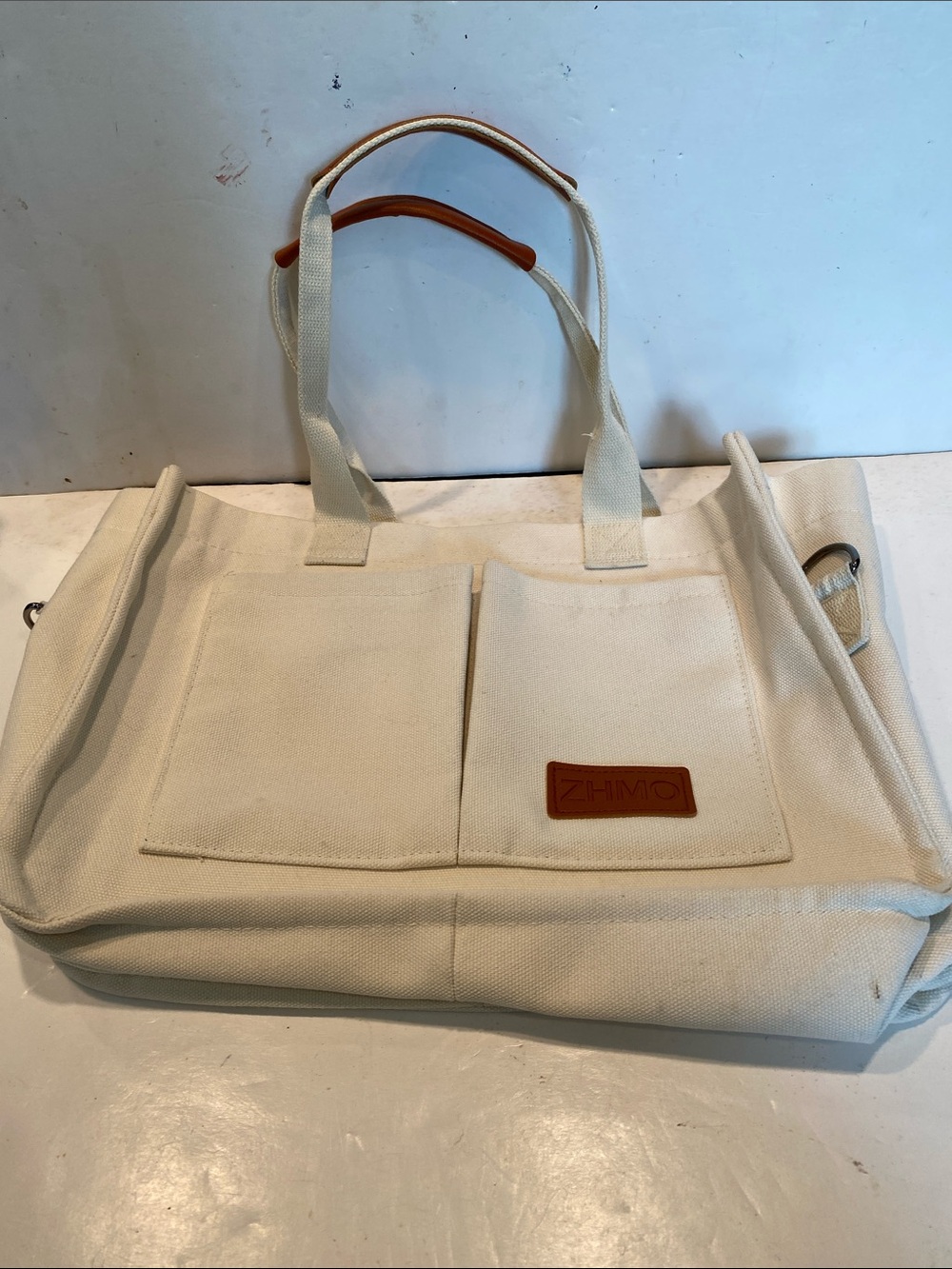 NWOT ZHMO Ivory Canvas Tote Bag